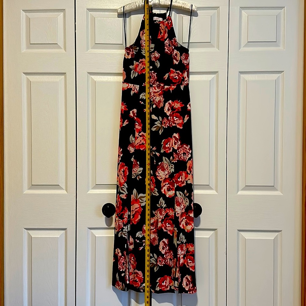 Candies floral, maxi dress with double slits in the front  Black multi. NWOT